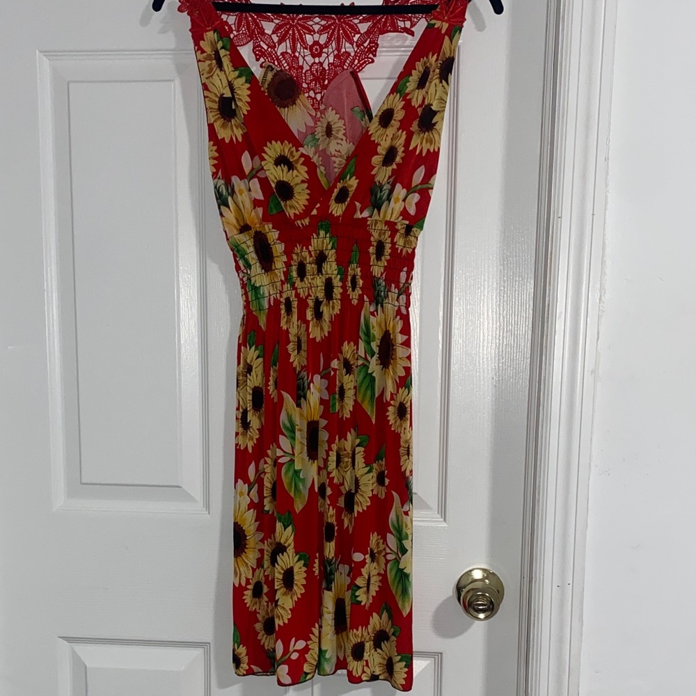 Red Floral Sunflower Dress